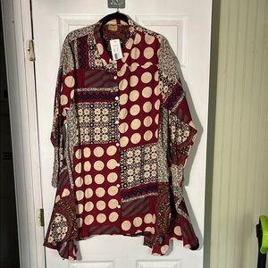 Patchwork Maxi Dress in Red and Cream